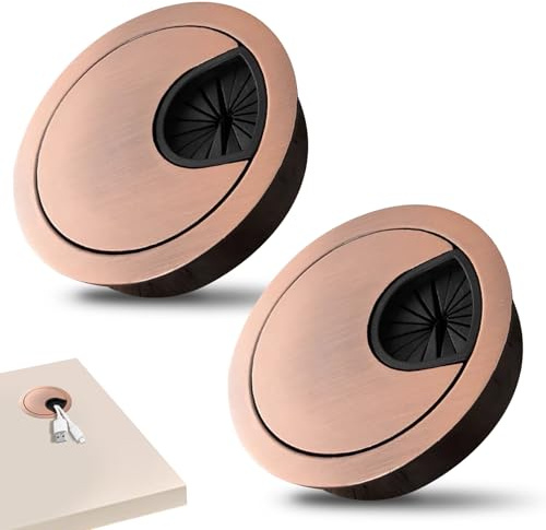 2 Pcs Desk Cable Grommet 60mm Zinc Alloy Desk Grommet Round Desk Table G/rommet Cable Tidies Desk Wire Hole Cover for Management of Office & Computer De/sk (Rose Gold)