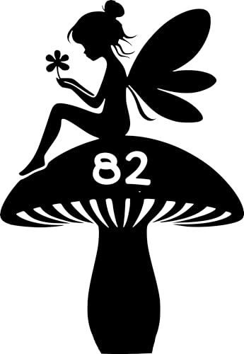 Pack of 3 Fairy & Mushroom Waterproof Wheelie Bin Stickers - Cute Garden Accessories - Number Stickers - Stick On Numbers (Black, 26cm x 18cm (10.2 x 7.1))