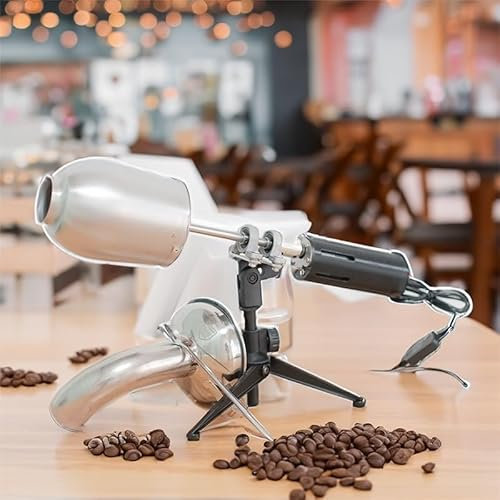 ZOLPINL Tostatrice per Chicchi di caffè, Macchina per tostare Il caffè in Acciaio Inox con Imbuto, capacità 200 g, velocità Regolabile da 0 a 80 Giri/min per casa, Cucina, Bar, Ufficio