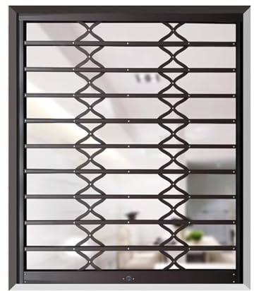 Aluminum Alloy Pull Down Window Guard Gate, Foldable Invisible Sliding Security Bars for Outdoor Bedroom & Office, 51.2x43.3, Anti-Burglary Protection