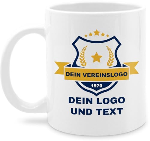 Tasse Tassen 325ml - Foto Bild - Vereinslogo Geschenk Verein mit eigenem Logo und Text selbst gestalten I - 325 ml - Weiß - + bedrucken fototasse personalisiertes mein auf customized mug with photo