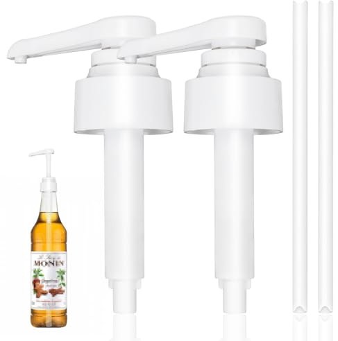 Pompe doseuse, sirop, 2 pièces, ensemble de distributeurs de pompe, réutilisables, distributeur de pompe pour cruches en verre ou bouteilles en plastique, pompe à sirop Monin 1 L compatible avec pompe