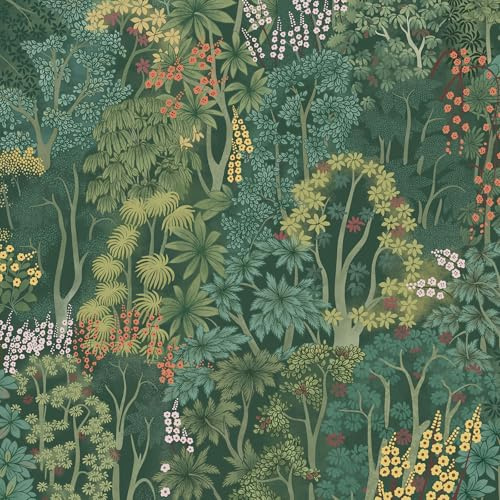Timeet Peel and Stick Wallpaper Green Floral 17.32in×393.7in Waterproof Self Adhesive Vinyl Green Leaf Tree Flower Contact Paper Removable Sticky Back Plastic Paper Thicken Wall Furniture Vinyl Wrap