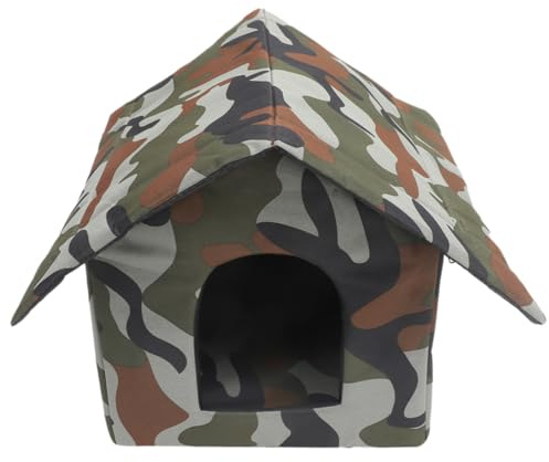 ANDRESLAD Wetterfestes Beheizbares Outdoor Katzenhaus mit Isoliertem Erhöhtem Design Winddicht und Regensicher Schnell Aufstellbar für Draußen für Katzen im Winter Inkl Camouflage Muster