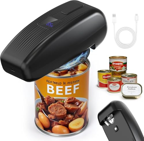 Electrique Ouvre Boite Automatique Intelligent Ouvre-Boîte Electrique One Touch Ouvre-Bocal Automatique Ouvre Boite de Conserve Electrique Rechargeable Ouvre-Boîte pour Arthrite/Seniors -Noir