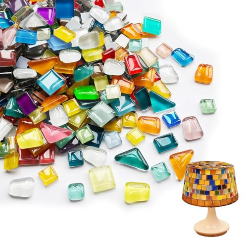 500g Glass Mosaic Tiles, Mixed-Shape Mosaic Pieces, Multicolour Craft Pack | Polished glass adds reflective colour; 500g mixed-shape pieces for frames, vases, coasters and adult craft projects