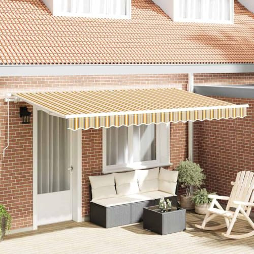 Tenda da sole per balcone, tenda da sole retrattile, multicolore, 400 x 200 cm, per terrazze, cortili, facile da montare