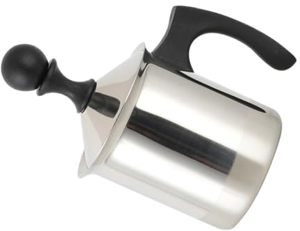 Toyvian Espumador de Leche Manual 400cc Filtro Doble de Acero Inoxidable y Mango de Resina 304 para Café Latte, Capuchino y Espuma Cremosa en Cocina Hogar
