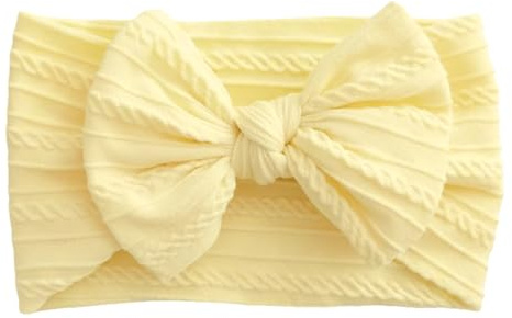 Pannband för Baby, Mjukt Elastiskt Hårband med Rosett för Nyfödda och Småbarn (1-pack, Gul)