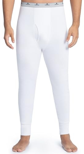 Indera Men's Cotton Rib Knit Thermals Long Johns Underwear Pant, White, Small