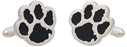 Boutons de manchette en forme de patte de chat et chien dans une boîte en onyx, Argenté., taille unique