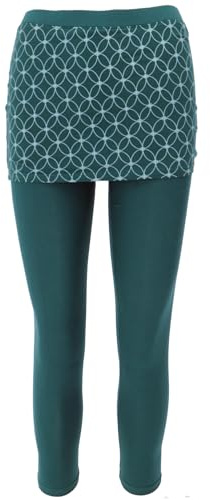 Yoga-Hose, Leggings mit Minirock aus Bio-Baumwolle, Damen, emerald | Elastische Passform, angenehm weich, ideal für Yoga und Freizeit, femininer Stil, vielseitig kombinierbar.