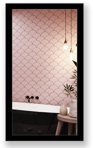 Spiegel Mit Rahmen - 32 Größen 100/40, 40/100cm, 11 Farben, Handgefertigt, Breiter Fester Rahmen, Stabile Rückwand, Rahmenleiste: 60x20mm, Farbe: Schwarz Matt