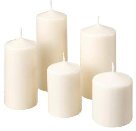 Lot de 5 bougies cylindriques rondes pour mariage (durée de combustion de 45 à 15 heures et hauteur de 17 à 8 cm) Couleur naturelle
