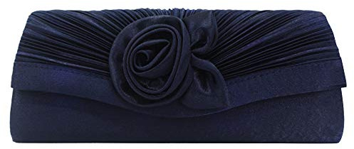 wocharm Charming Women Satin Banquet Bag Clutch Prom Wedding Club Evening Handbag(Navy Blue)