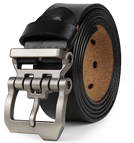 YANGFAN Herrbälte i äkta läder, designerbälten för jeans, vardagliga passar stor och hög storlek 28 tum – 62 tum 37 mm svart kaffe MA10