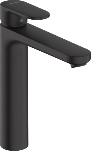 hansgrohe Vernis Blend - Waschtischarmatur mit Zugstangen-Ablauf, Wasserhahn Bad mit Auslaufhöhe 190 mm, Mischbatterie Waschbecken wassersparend (EcoSmart), Matt Schwarz, 71552670