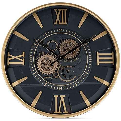 formano Wanduhr Spintimes 58 cm Metall mit sichtbar drehenden Zahnrädern