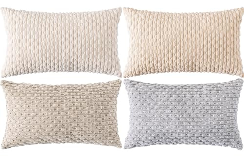 Ci & Ci 4er Set Boho Deko Kissenbezug 30x50 cm, Mehrfarbig Kissen Sofakissen Dekokissen Zierkissen, Flauschig Kissenbezüge Kissenhülle für Sofa Couch