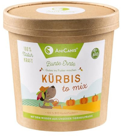 AniCanis Bio Kürbisflocken Hunde-Flocken Barf - Vitamine & Darm - 200g | reich an Ballaststoffen, Verdauung, Rohkost-Qualität, Einzelfuttermittel, ohne Zusatzstoffe