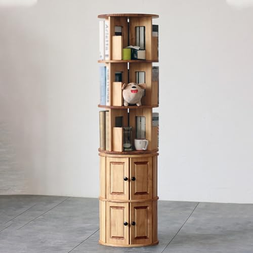Drehbares Bücherregal Holz, Bücherregal Drehbar Klein Nimmt Eine Kleine Fläche EIN, 360° Grad Bücherregale CD/DVD Aufbewahrung Regal Lagerregal für Erwachsene (Size : Round)