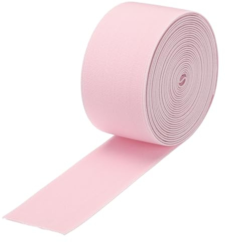 QUARKZMAN 5cm Gummiband Breit zum Nähen, 4.144 Meter Elastic Rubber Band, Breites Gummiband für Hosen, Bund, Stoffe zum Nähen (Pink)