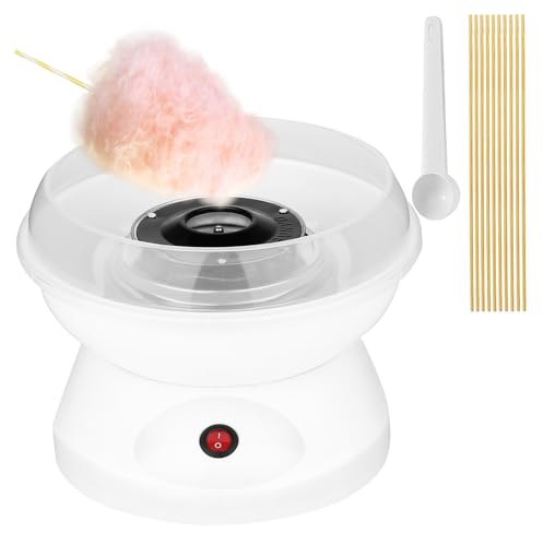 PLABNK Elektrische Zuckerwattemaschine, Hausgemachte Tragbare Zuckerwattemaschine, Sicheres Material + Einfach Zu Bedienen, Drehteller-Zuckerbehälter, Für Kinder-DIY-Geburtstagsfeier,White
