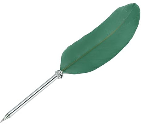 PATIKIL 21cm/8 Feder Kugelschreiber, 1 Stück Tinte Vintage Gänsefeder Schreibfeder Veredelter Tauchfeder für Kalligrafie Schreiben Unterschrift Hochzeitsgeschenk, Grün