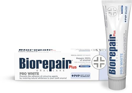 BIOREPAIR Plus Pro White - Whitening Toothpaste Adults & Kids, Repairs Enamel Surface & Pervents Stains, Flouride Free Toothpaste for Sensitive Teeth, Restores Natural Whiteness, 75ml, Made in Italy