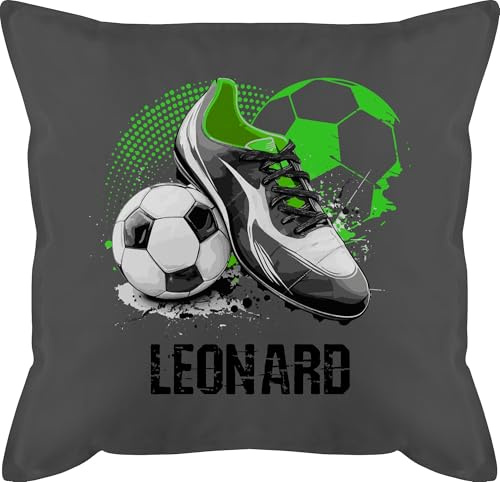 Kissen 50x50 - Personalisiertes Fußballgeschenk mit Namen | Geschenke für Fußballfans Fußball - 50 x 50 cm - Grau - Junge sitzkissen Fussball fußballfan fußballer Polster