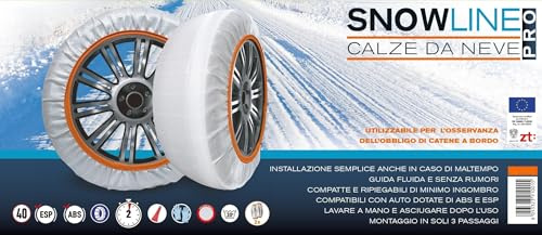 Generico Snow Line Coppia Calze da Neve OMOLOGATE Uni 16662-1 2020 per Auto SALVASPAZIO Disponibili nelle Taglie da XS A XXL (Misure Pneumatici e Dettagli all'Interno della Galleria Immagini) (XS)