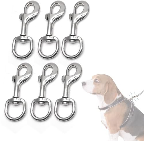 Zasvec Karabiner mit Drehgelenk 6 Stück Karabinerhaken mit Drehgelenk 360° Haken mit Drehgelenk Wirbelkarabiner Bolzenkarabiner für Hundehalsband Karabiner für Hundeleine für Hunde, Silber