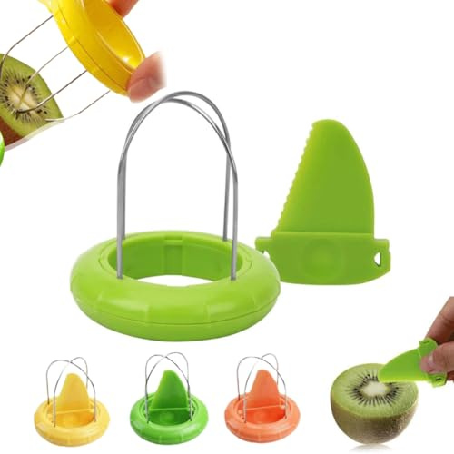 Kiwi-Obstschäler, 2-in-1 Kiwi-Zitronen-Drachen-Obstschneider, abnehmbarer Obstgrab-Kern-Twister, Kiwi-Hobel, Schäler, Schaufel, Edelstahl, Grabkernschneider, Küchenschäler, Obsttrennwerkzeug