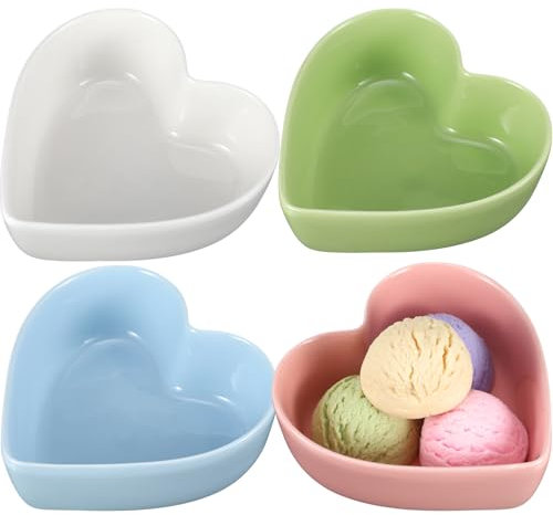 Teenyyou 4 Pcs Heart Shaped Bowls 6 Inch Ceramic Valentine's Day Bowls Porcelain Heart Shape Plate Heart Bowl for Salad Soup Snack Dessert Home Household Cooking Wedding Anniversary (Elegant)
