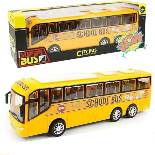 AUTERCO Giocattolo grande da 31,8 cm per scuolabus giallo per bambini di 3, 4, 5, 6 anni, scala 1/30, autobus urbano per bambini e ragazze, modello di auto per bambini, regalo di compleanno per feste