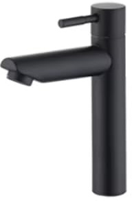 Robinet Lavabo Eau Froide, Design Moderne, 17 cm x 12,7 cm, Flexible 50 cm inclus, Acier Inoxydable, Lave main, lavabo WC, Uniquement Eau Froide (Noir)