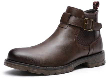 Bruno Marc Men's Classic Chelsea Boots, Comfort and Fashion Cool Boots, With Buckle and Zip Shoes,Size 10,Brown,BMEMAB2503
