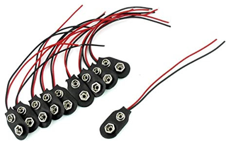PHENOFICE Connettore Clip Batteria 9v Tipo i Con Cavo 10cm Nero Set 10 Pezzi – Materiale Robustoo in Plastica e Metallo Per Collegamento Elettrico Semplice e Duraturo