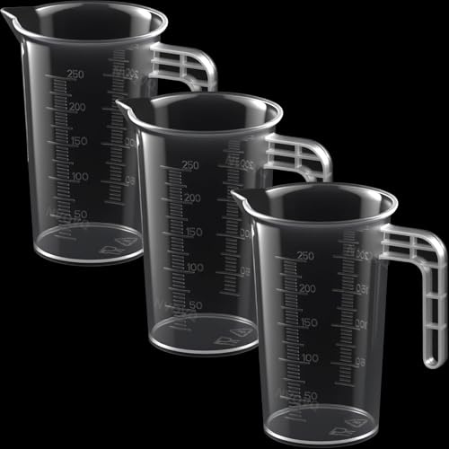 NVQVQ Messbecher 250Ml, 3 Stück Mini Messbecher Klein aus Präzisions Mit Hitzebeständige Präzisions Litermaß,für Labor Küche Öl