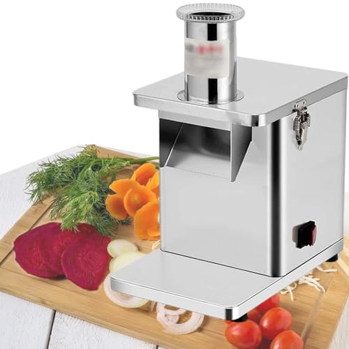 HCZKIUJY Picadora y cortadora automática de Frutas y Verduras de Acero Inoxidable, Viene con 5 Cuchillas de Acero de aleación, se Puede afilar y reutilizar, picadora y cortadora de Verduras eléctrica