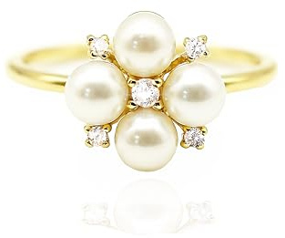 VANIPUFF 925 Sterling Silver Pearl Rings for Women,Dainty Flower Shape Pearls Cubic Zirconia Promise Ring to Mother Daughter Elegant Shell Pearl Band Trendy Valentines Wedding Jewelry Gifts Size 6-10 (7)