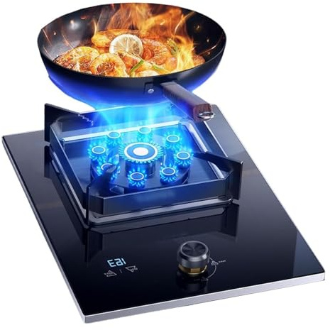 THEGA Stufa A Gas da 5,2 KW - Fornello da Campeggio A Propano A Singolo Bruciatore, Stufa A Gas in Vetro Temperato, Desktop E Installazione Ad Incasso Cooktop(NG)