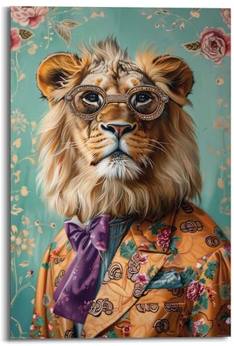 REINDERS Wandbild, Gekleideter Löwe, Wohnzimmer, MDF, 90 x 60