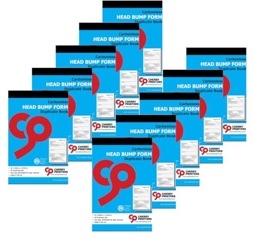 Cherry Printers | Head Bump Form | Duplicate Book | A5 Carbonless Incident Record for Schools | 50 Sets with Perforated Top Copy | Ideal for Recording Accidents | **10 Pack**