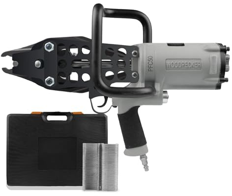 Woodpecker PFC50 11 Gauge 1-3/4'' (45mm) Crown Heavy Duty Pneuamtic Hog Ring Gun with 12mm to 13mm Closure Diameter, Large Snap Ring Pliers Tool for Gabion Cage and Border Fencing