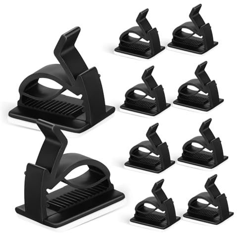 Veemoon 10pcs Self-Adhesive Cord Keepers Cable Management Clips for USB Power Cord Organizers Kitchen Wire Holders Prevent Tangling for Chargers and Appliance