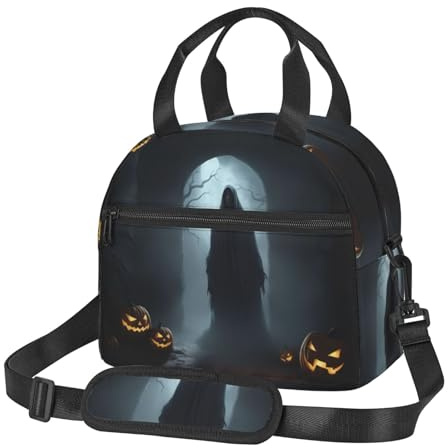 XTYGETY Lonchera reutilizable con estampado de fantasmas de Halloween, para mujeres, hombres, pícnics y trabajo, lonchera de gran capacidad
