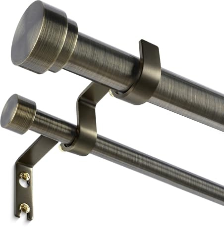 Wolistsa 36-124 Inch Double Curtain Rod, Antique Bronze Heavy Duty Dual Rod
