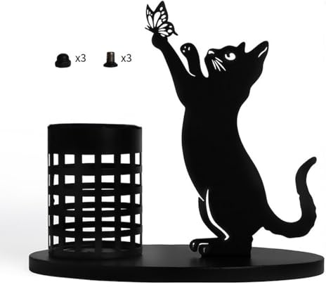 Swtgaah Katzen Stiftehalter aus Metall, Kreativer Schreibtischorganizer mit Stauraum für Büro & Homeoffice, Lustiges Katzengeschenk (Stil 2)