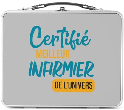 Fabulous Lunch Box in metallo argentato per sandwich e snack, certificato miglior infermiere dell'universo Hopital Medicine, contenitore per gustare in alluminio, ciotola rigida, stile retrò, stampato